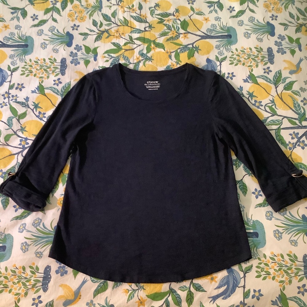 Chico’s Ultimate Tee Navy Blue Sz 0/S